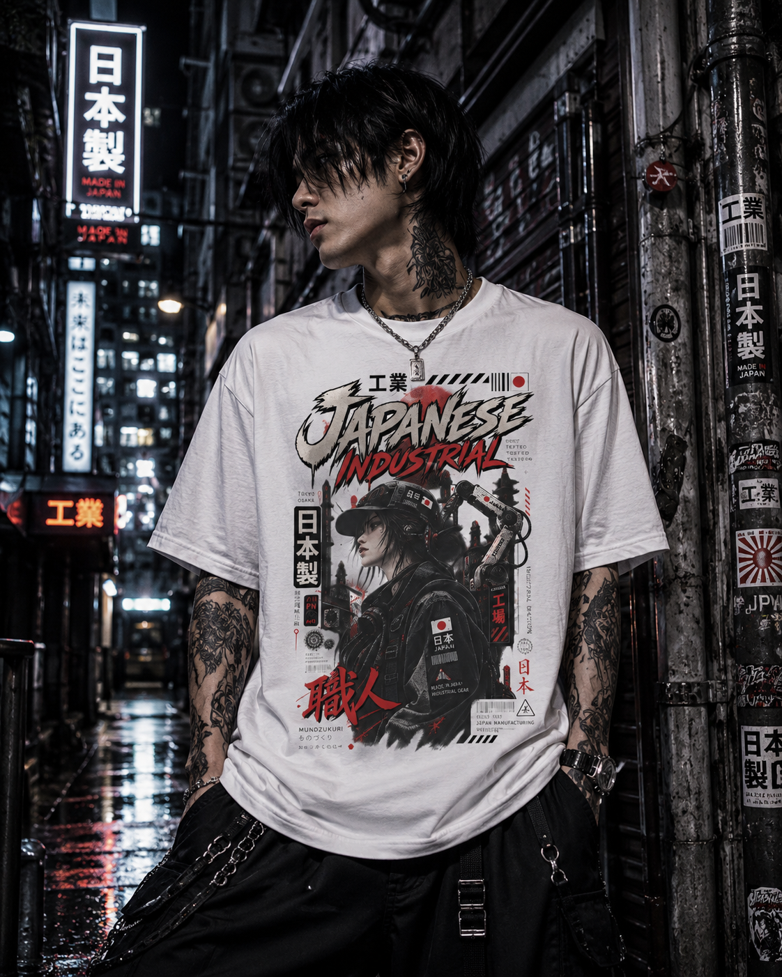 Japanese Industrial T-Shirt — Techwear Streetwear Herren Damen