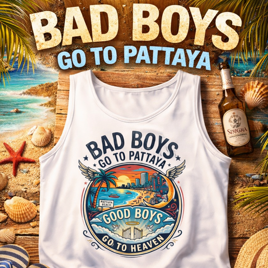 Bad Boys Pattaya Tank Top – Thailand – Tank Top Designdetail Nahaufnahme