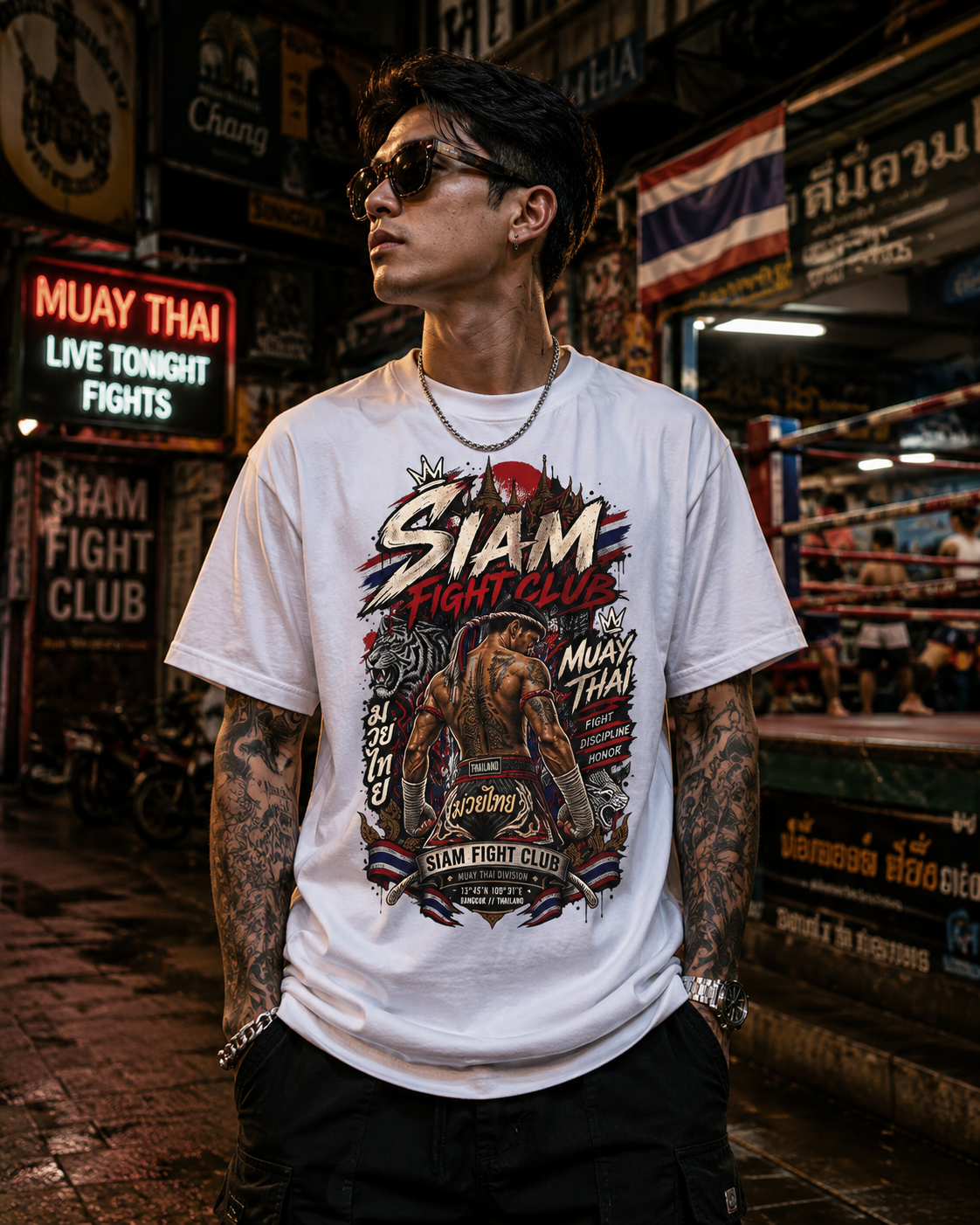 Siam Muay Thai T-Shirt — Thai Boxer Streetwear Herren Damen