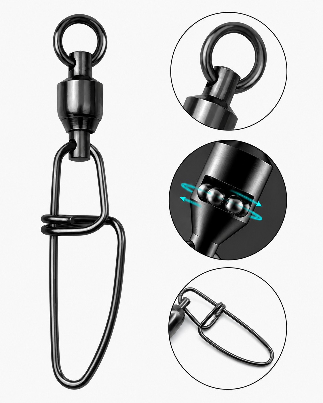 Power-Wirbel Wels Kugellagerwirbel 85 kg Cross-Lock Karabiner oder 65 kg Doppelring — Edelstahl-Wirbel für Wallermontagen | Wild Boys Fishing