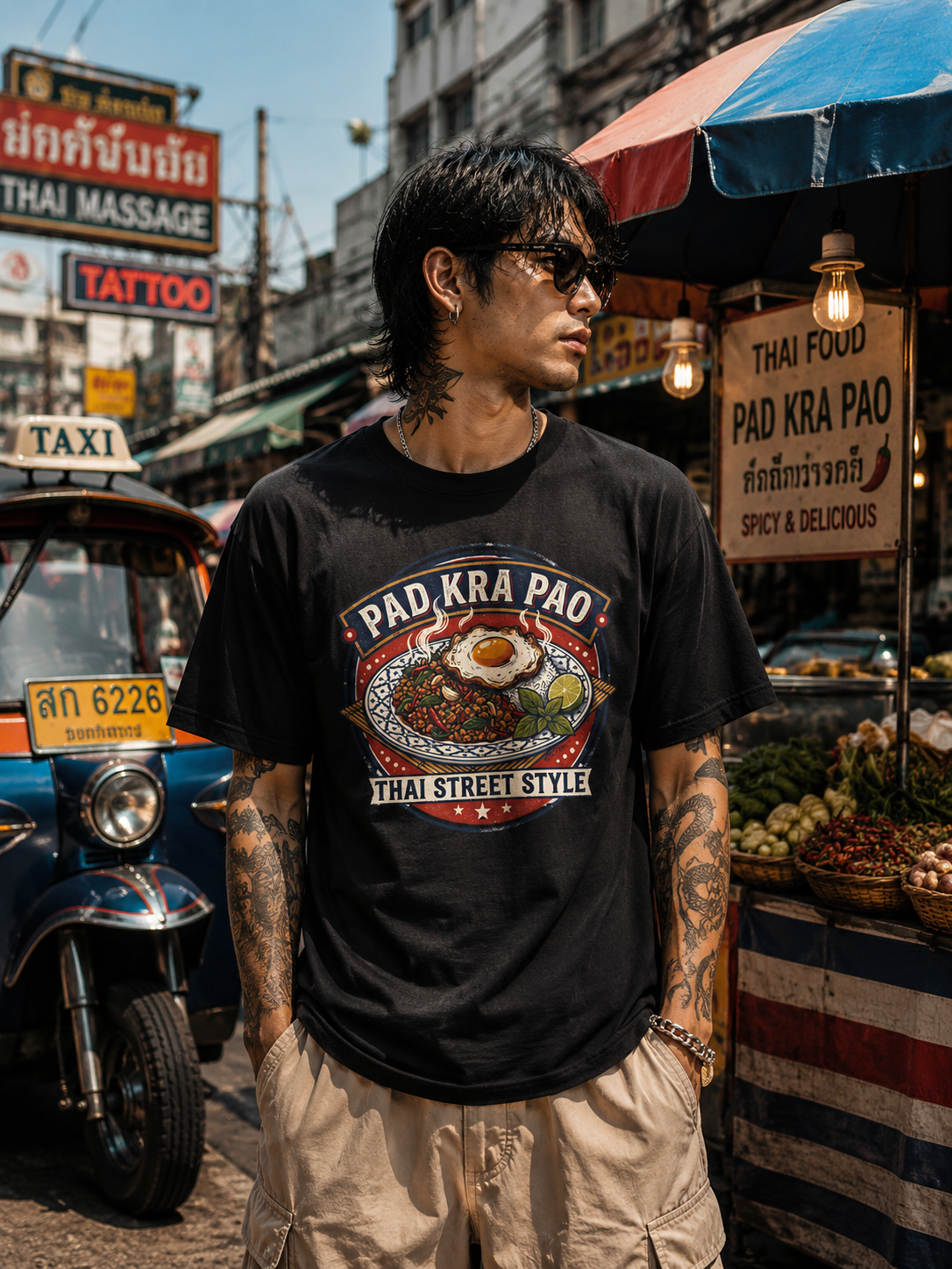Pad Kra Pao T-Shirt — Thai Street Food Graphic Tee | Holy Basil Foodie Geschenk