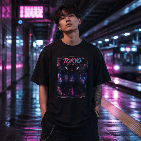 Tokyo Last Train T-Shirt – Cyberpunk Neon Vaporwave Streetwear