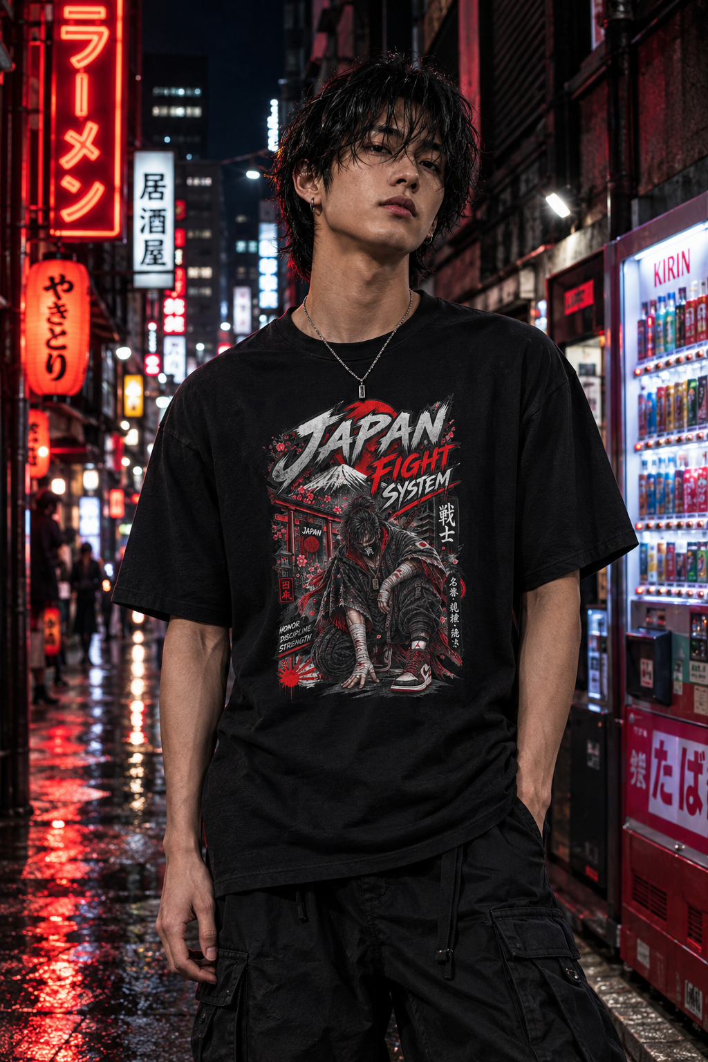 Japan Fight System T-Shirt — Samurai Krieger Japanese Streetwear Herren Damen