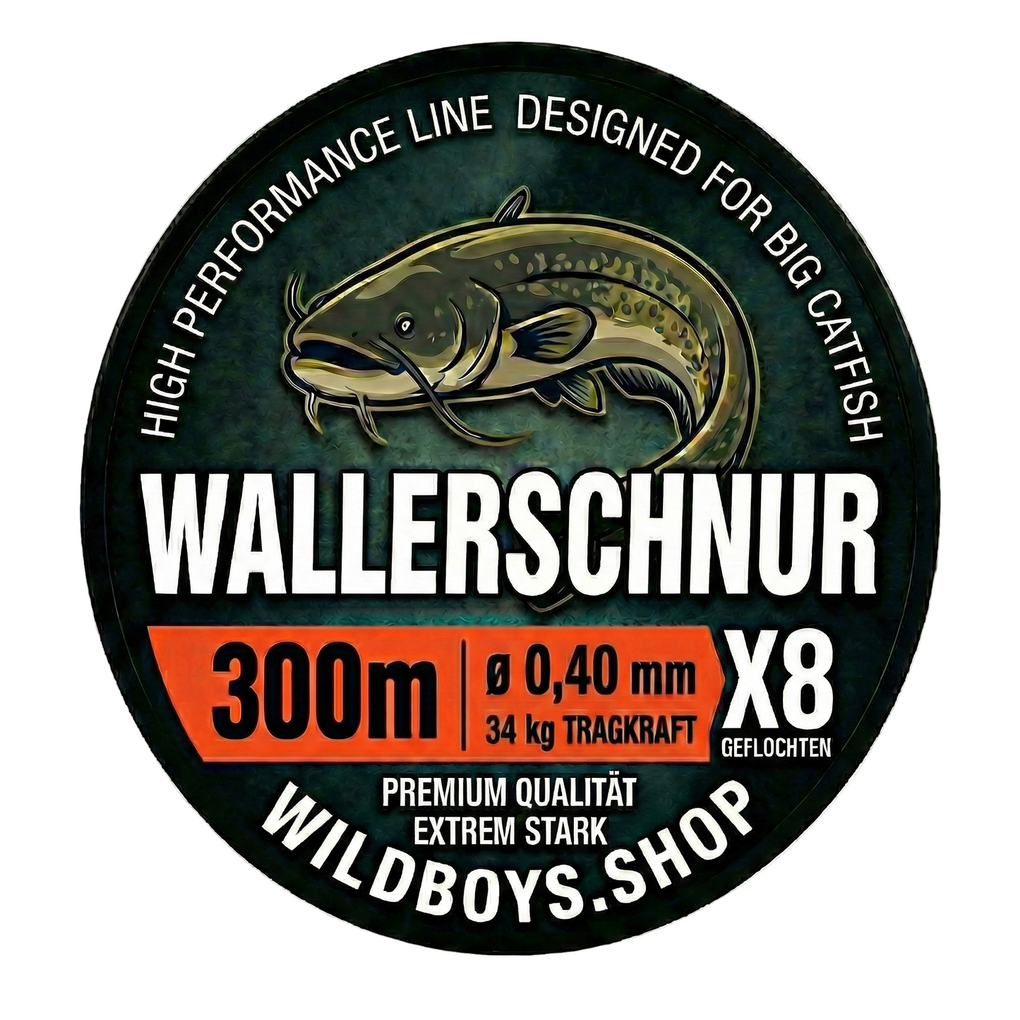 Wallerschnur Vertikal 0,40mm | 34kg Geflecht für Wels | X8 Orange - Wild Boys Shop