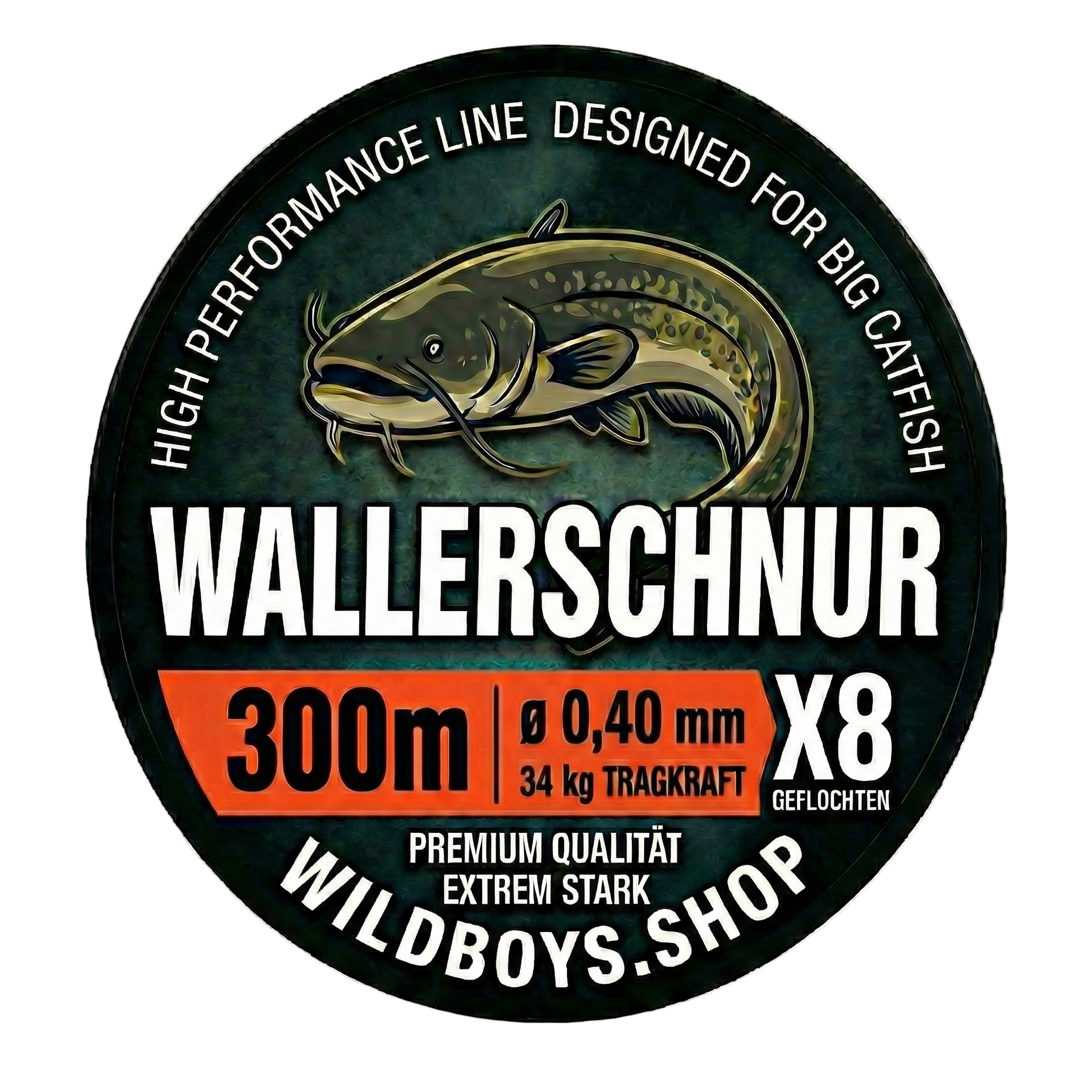 Wallerschnur Vertikal 0,40mm | 34kg Geflecht für Wels | X8 Orange - Wild Boys Shop