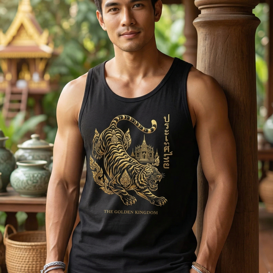 Thailand Tiger Tank Top – Herren Souvenir – Tank Top Designdetail Nahaufnahme