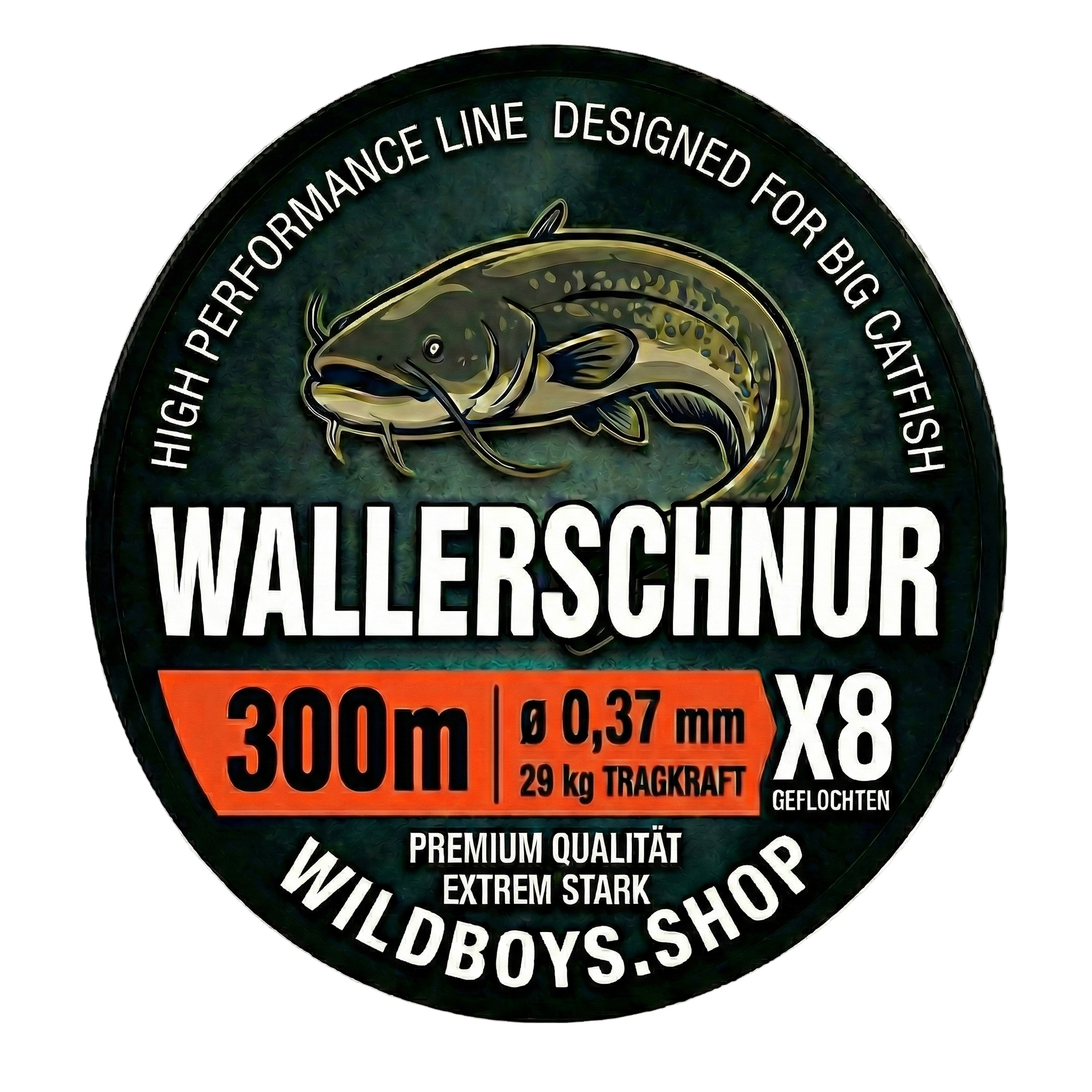 Wallerschnur Orange 0,37mm | X8 Geflecht zum Spinnfischen | 29kg - Wild Boys Shop
