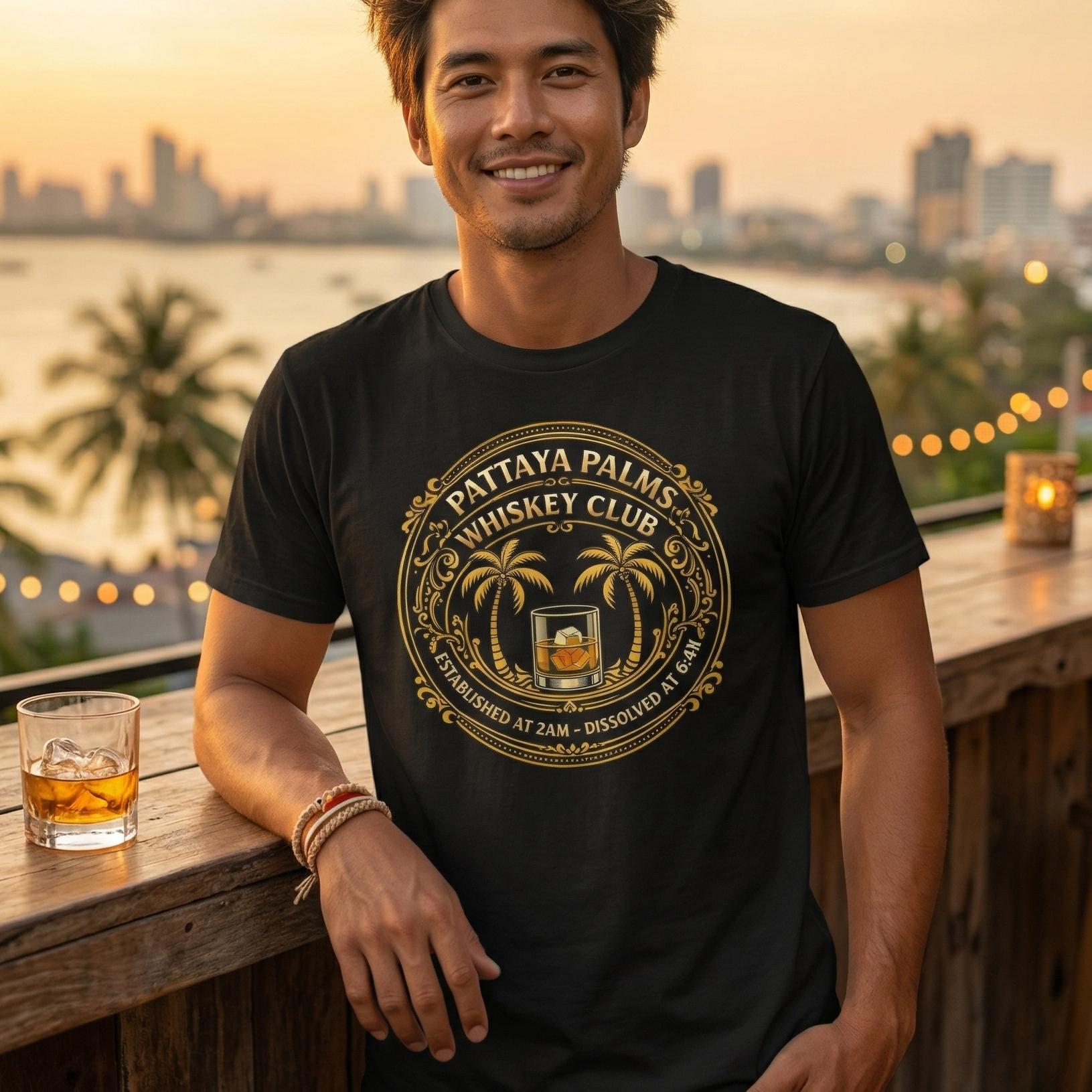 Thailand Whiskey Club T-Shirt – Pattaya – T-Shirt Designdetail Nahaufnahme