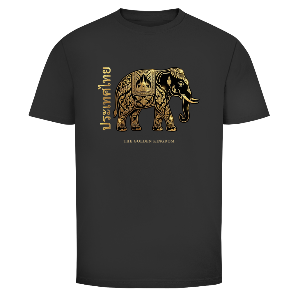 Thai Elephant T-Shirt — Golden Kingdom Thailand Streetwear Graphic Tee | Elefant Geschenk – T-Shirt Frontansicht