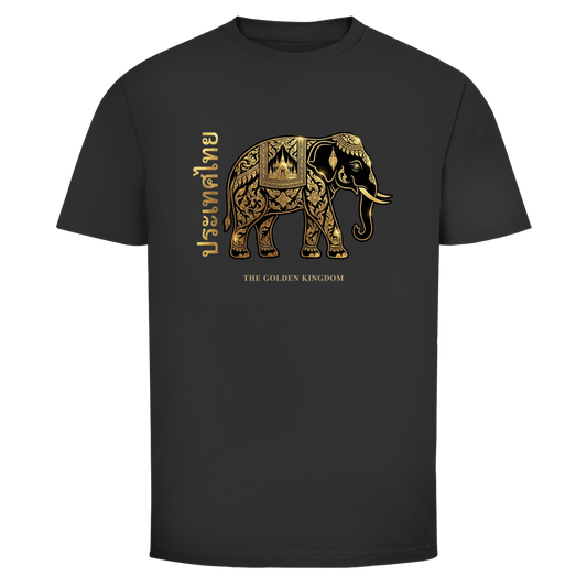 Thai Elephant T-Shirt — Golden Kingdom Thailand Streetwear Graphic Tee | Elefant Geschenk – T-Shirt Frontansicht