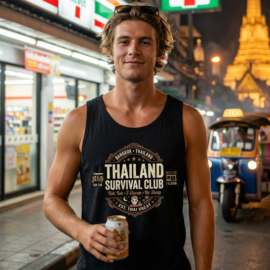 Thailand Survival Club Tank Top – Herren – Tank Top Designdetail Nahaufnahme