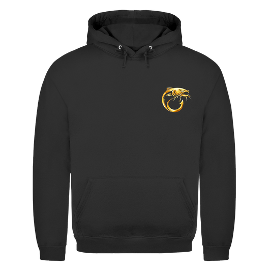 Wild Boys Gold Catfish Hoodie Vorderseite mit kleinem goldenem Waller-Logo