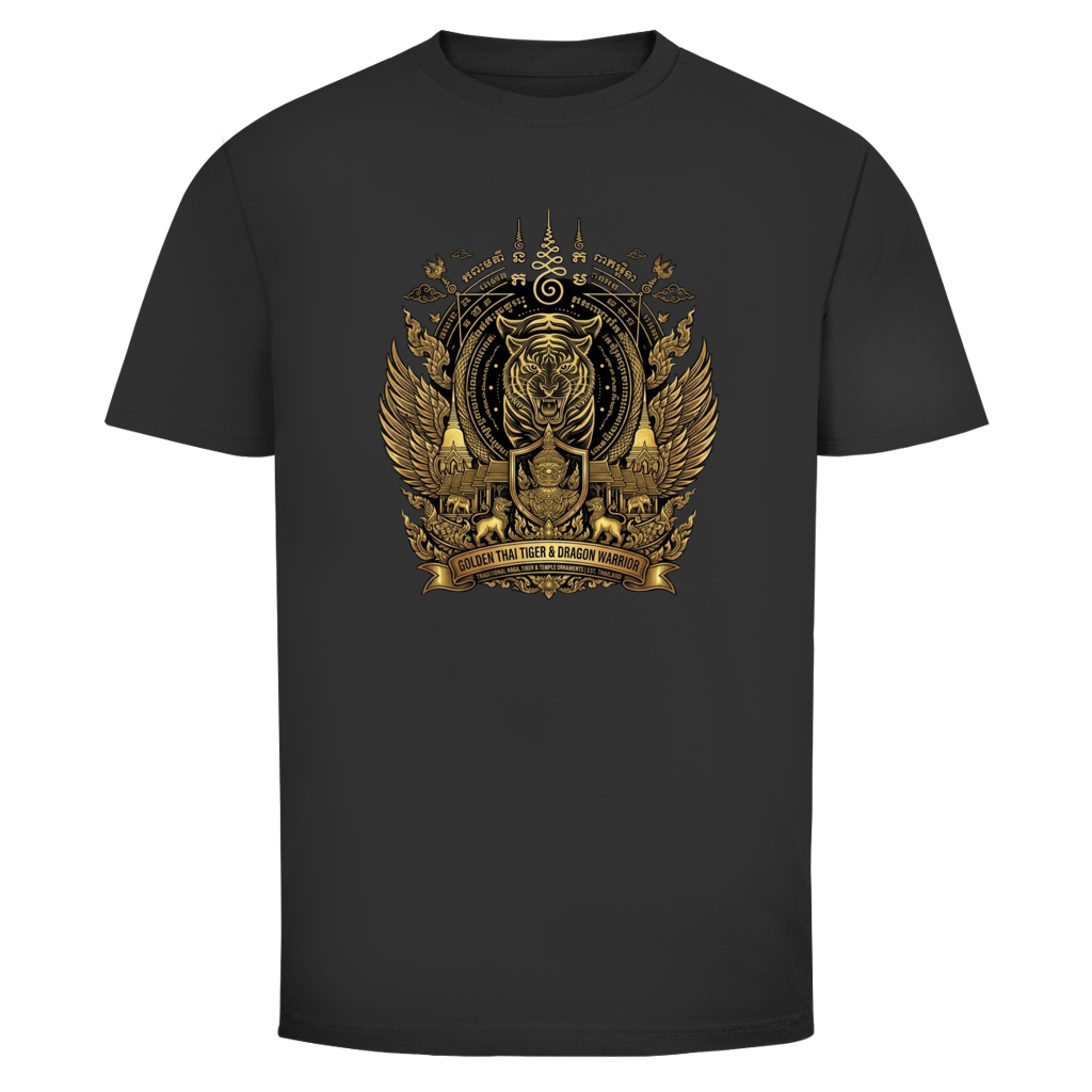 Tiger Dragon T-Shirt — Golden Warrior Thailand Streetwear Graphic Tee | Geschenk fuer Ihn – T-Shirt Frontansicht