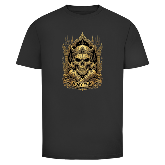 Muay Thai Skull T-Shirt — Thailand Fighter Totenkopf Graphic Tee | Kampfsport Geschenk – T-Shirt Frontansicht
