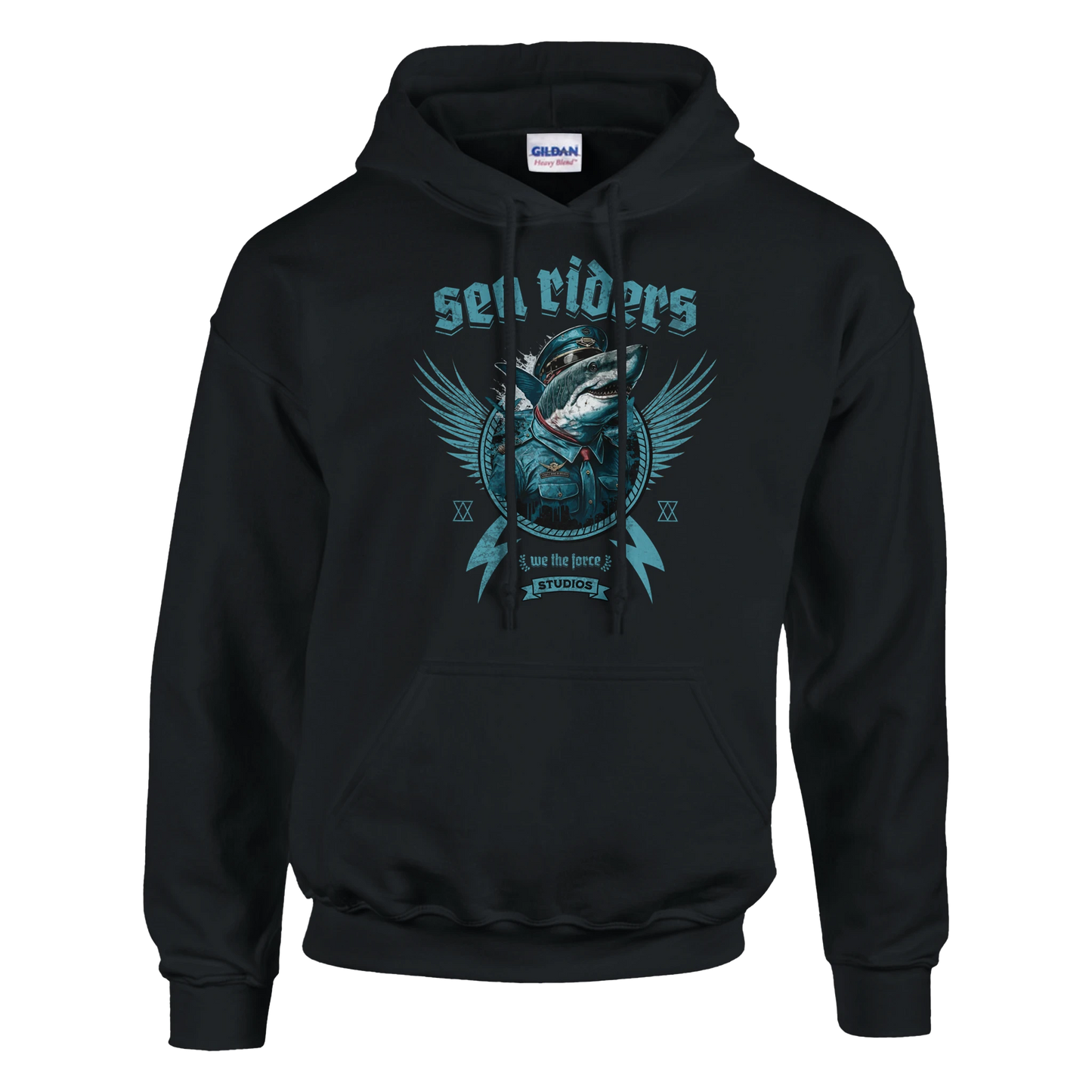 Sea Riders Hoodie – Wikinger Angler Hoodie mit nordischem Fischdesign und Flügelgrafik, Unisex Hoodie Gildan 18500 von Wild Boys Shop