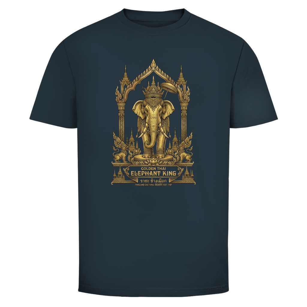 Thai Elephant T-Shirt — Golden Temple Thailand Graphic Tee | Elefant Geschenk – T-Shirt Rückansicht