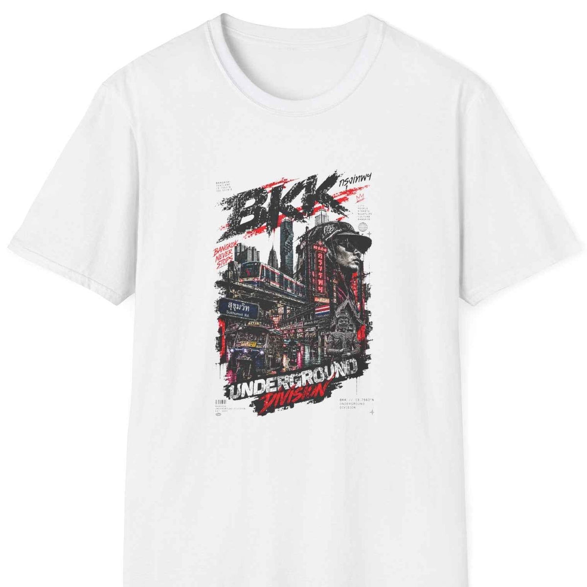 BKK Underground T-Shirt weiß — Bangkok Streetwear Skyline Vorderansicht