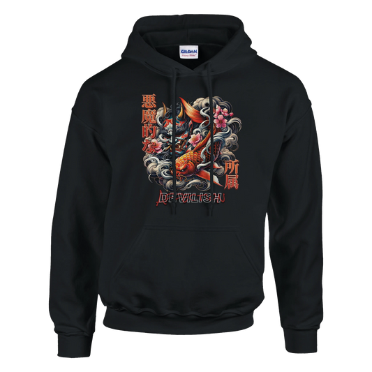 Devilish Koi Hoodie – Japan Tattoo Style Streetwear Unisex Hoodie - Wild Boys Shop