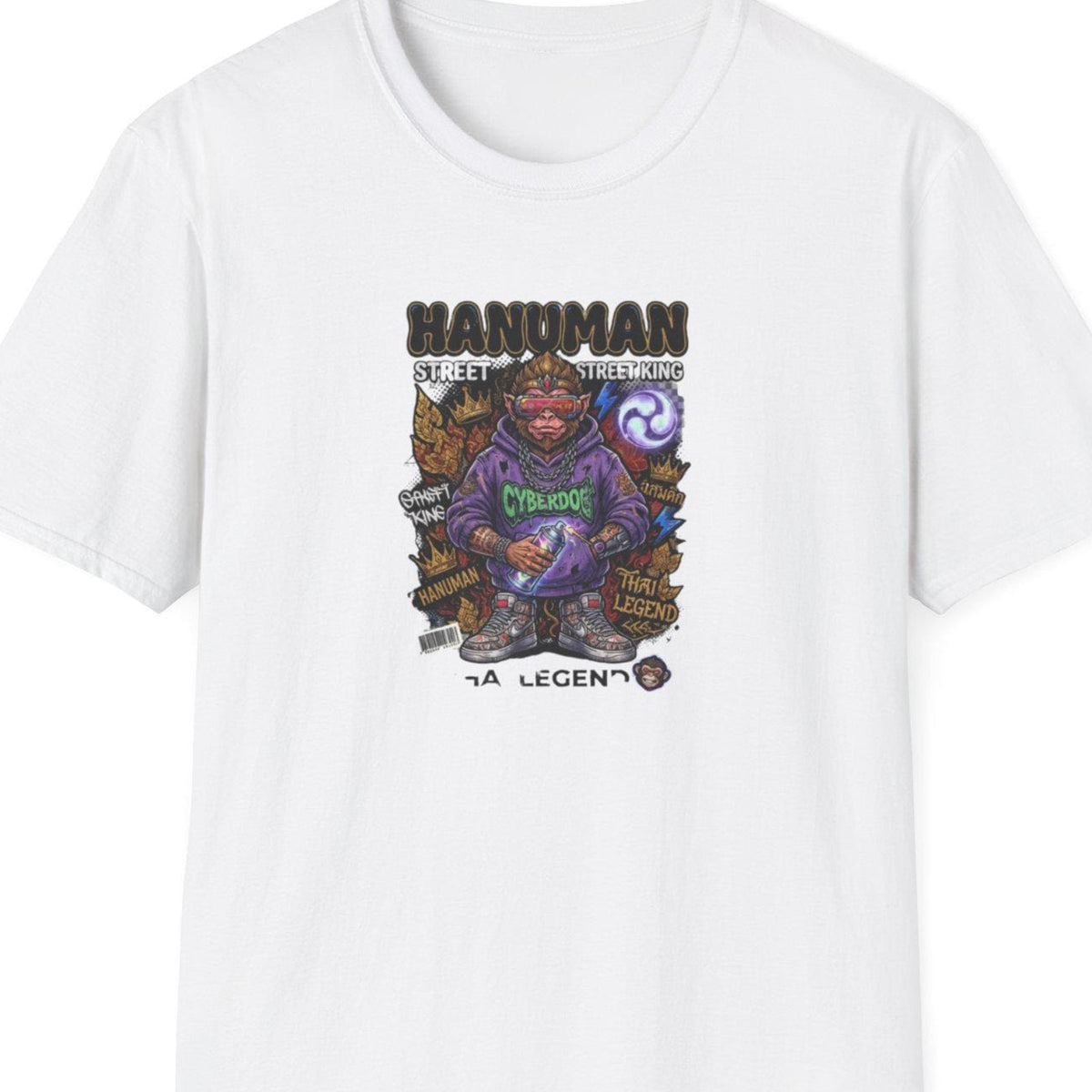 Hanuman Guardian T-Shirt weiss - Thai Streetwear Cyberpunk Affengott Design