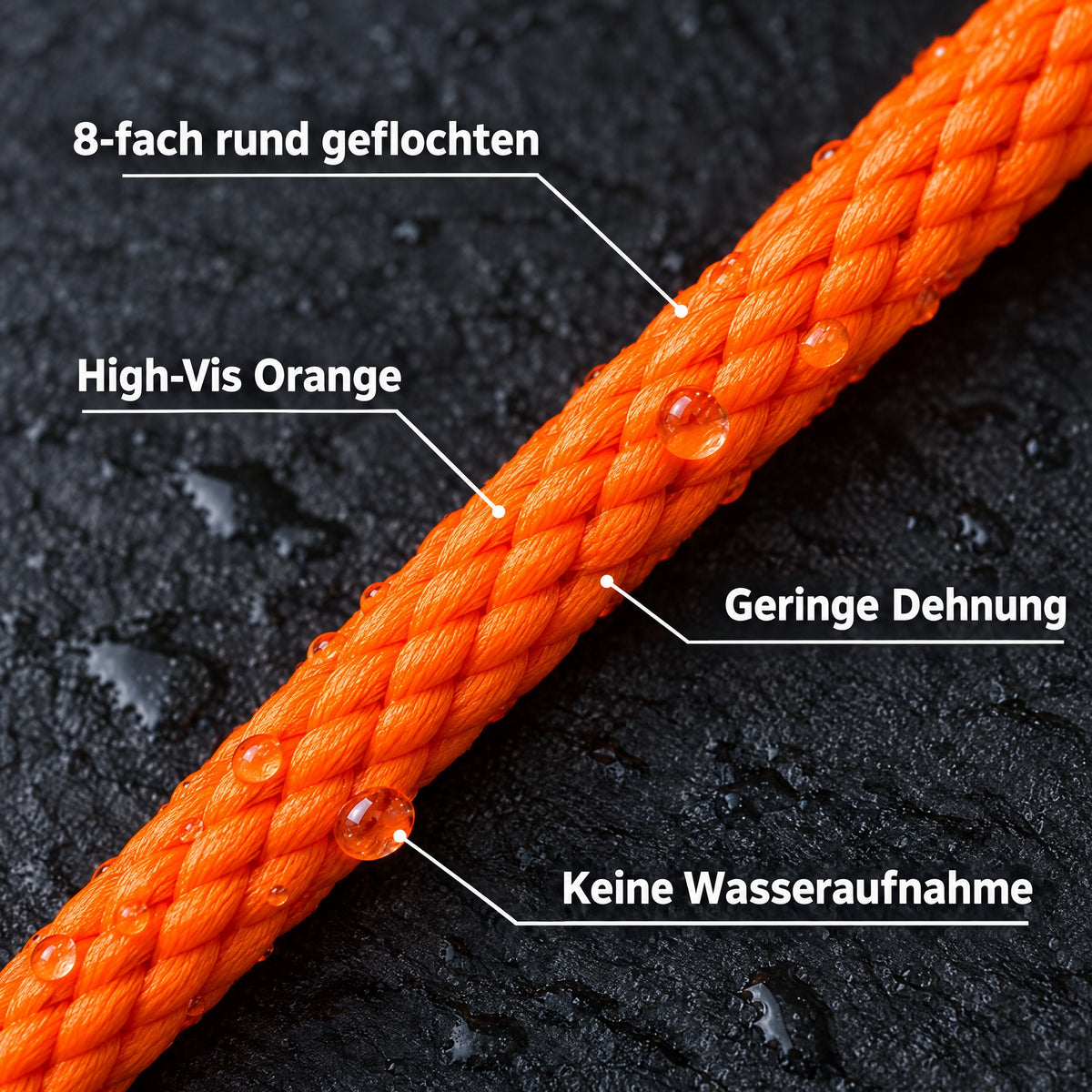 X8 Geflecht High-Vis Orange Detail