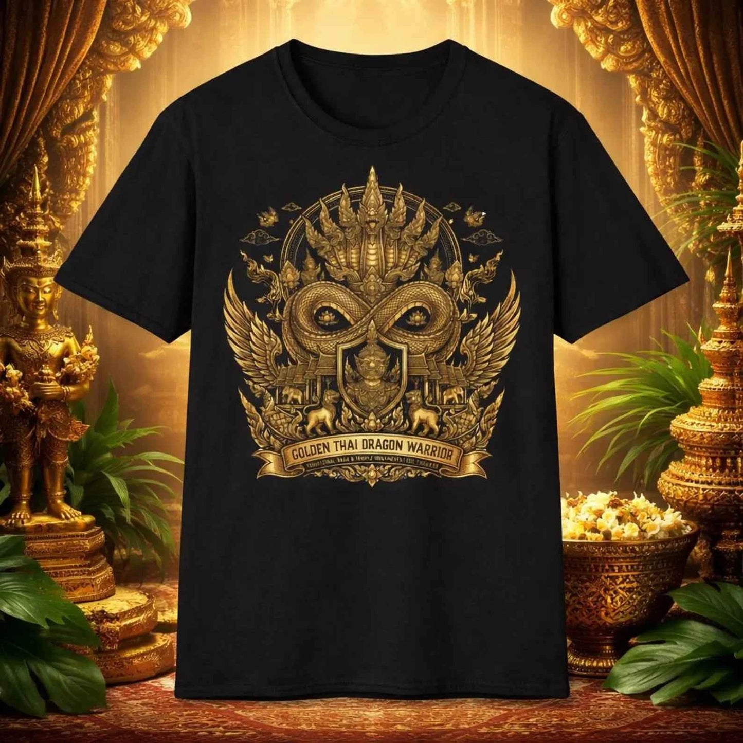 Golden Dragon Warrior T-Shirt – Thailand – T-Shirt Designdetail Nahaufnahme
