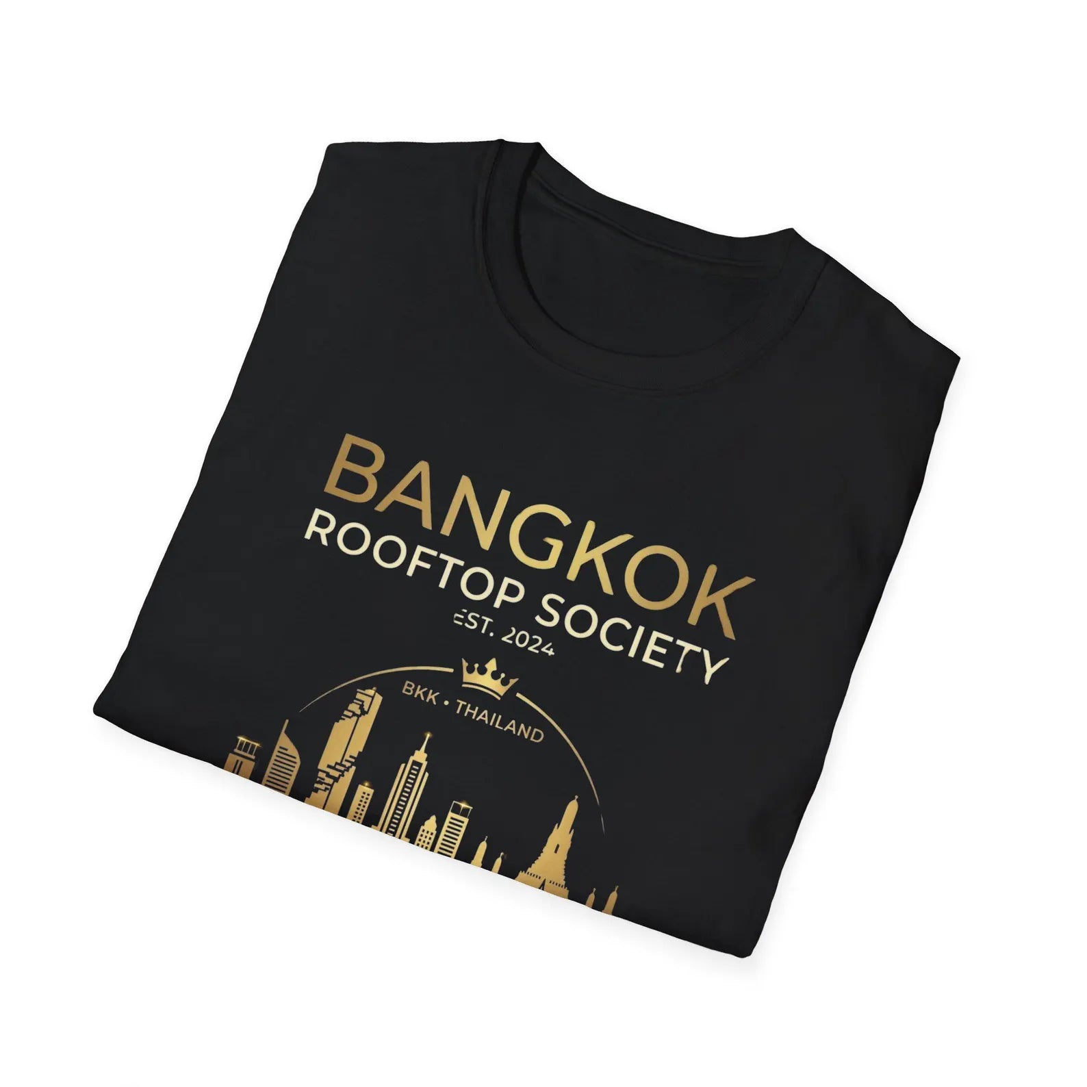 Bangkok Rooftop Society T-Shirt — Thailand Skyline Streetwear Graphic Tee | Thailand Geschenk – Angelschnur Rückansicht