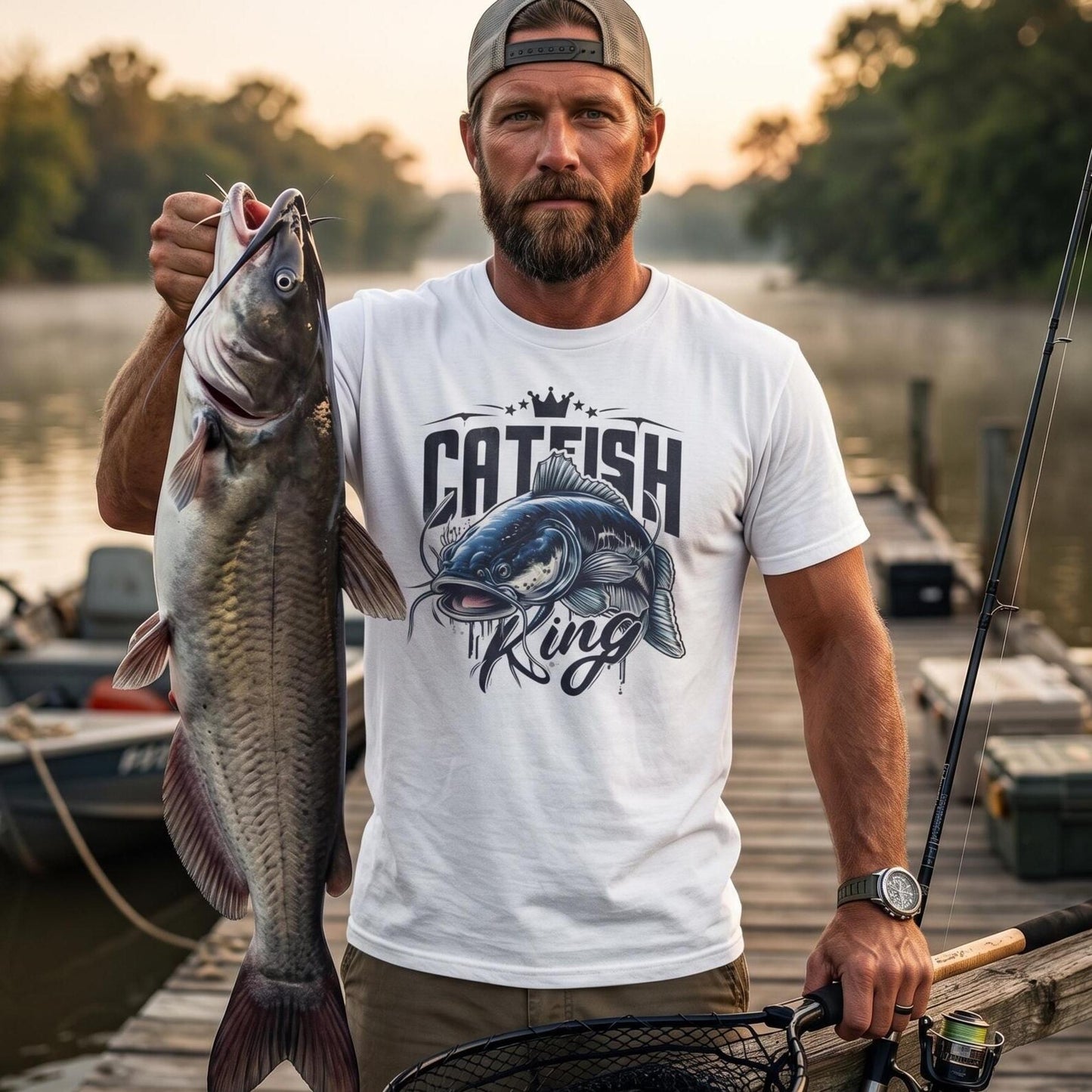 Catfish King – Welsangler T-Shirt Herren & Waller Geschenk