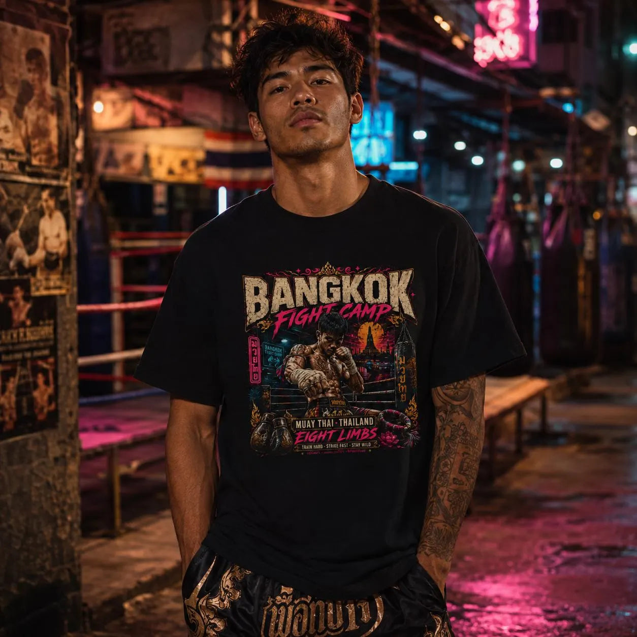 Bangkok Fight Camp T-Shirt — Muay Thai Thailand Streetwear Herren Damen