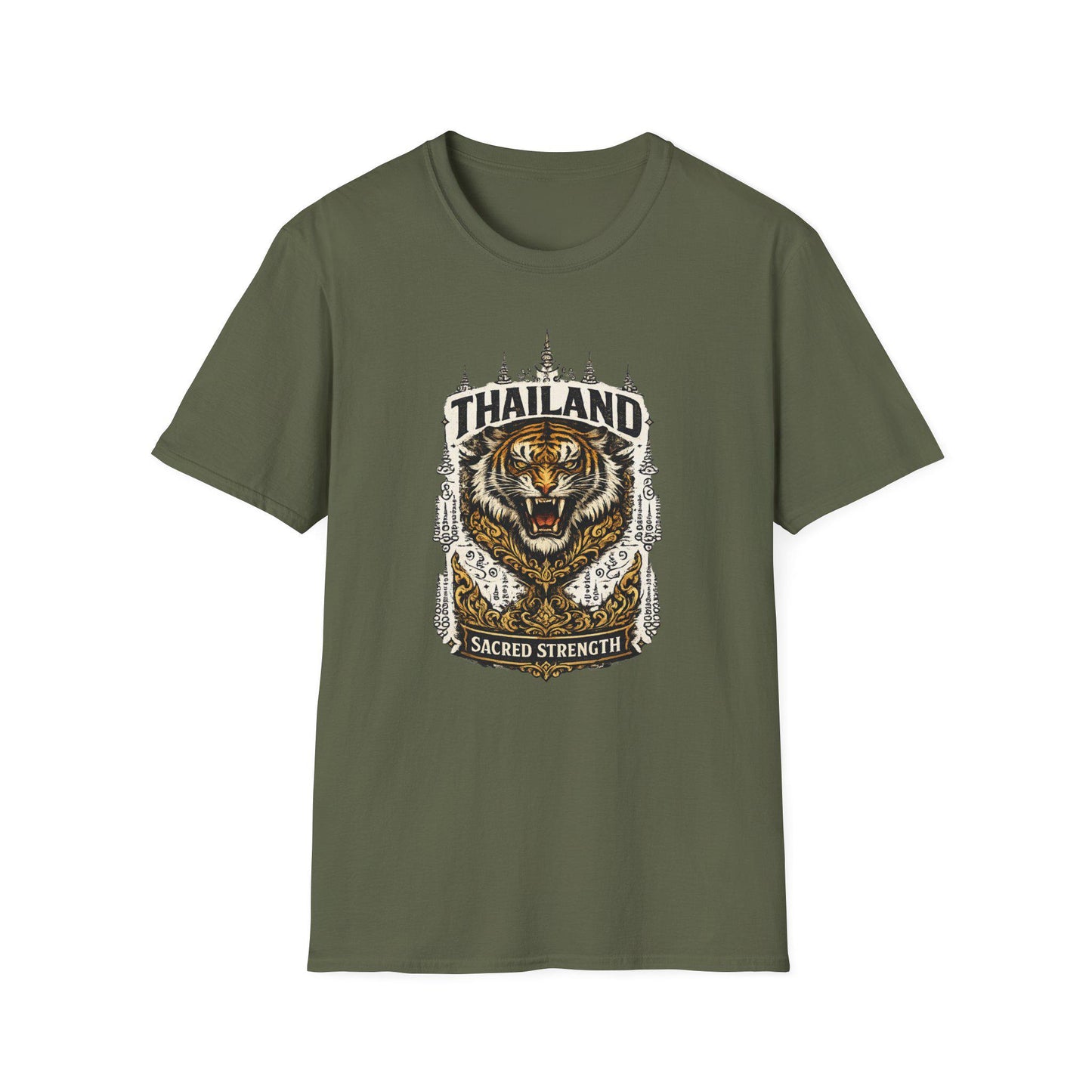 Tiger Crest T-Shirt oliv — Thailand Streetwear Vorderansicht
