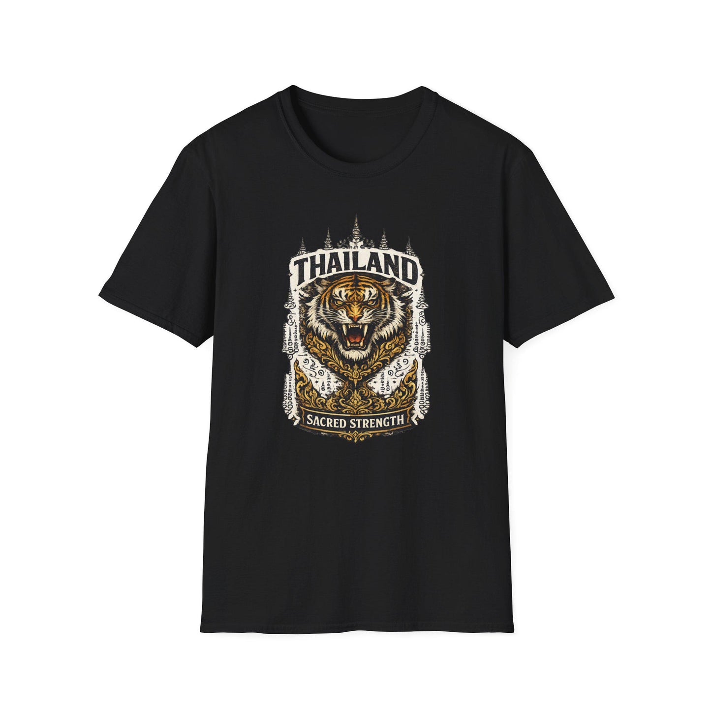 Tiger Crest T-Shirt schwarz — Thailand Badge Graphic Tee Geschenk
