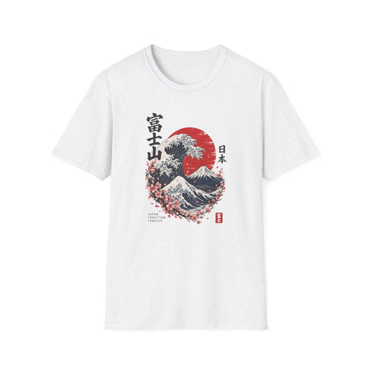 Mount Fuji T-Shirt – Japanische Streetwear mit Kirschblüten & Red Sun Ukiyo-e Print