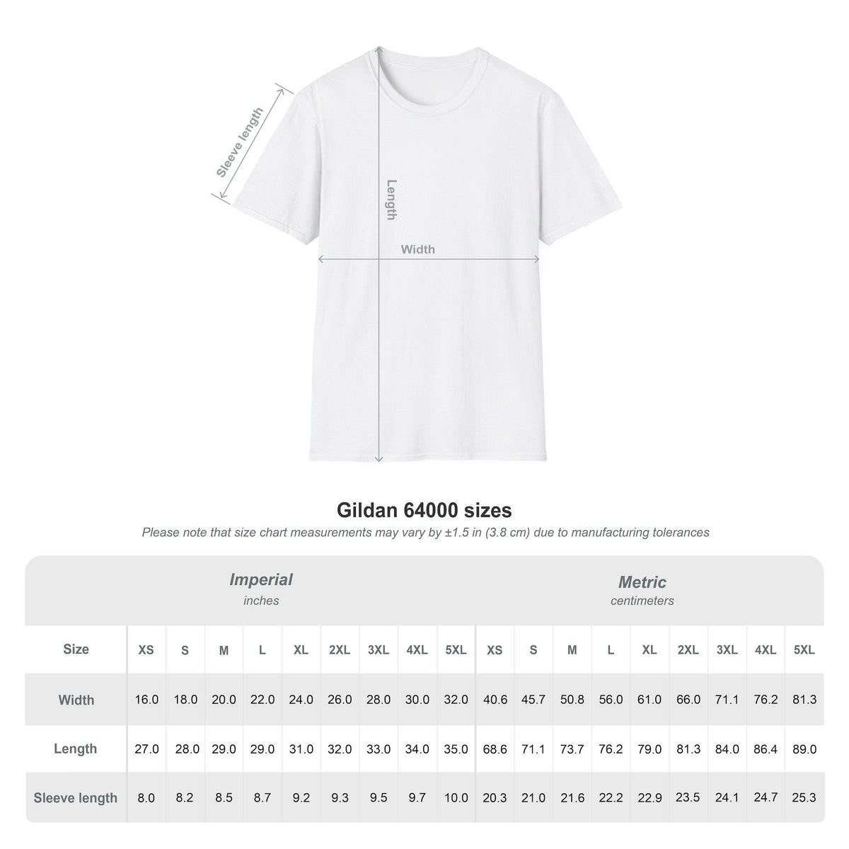 Mount Fuji T-Shirt Größentabelle