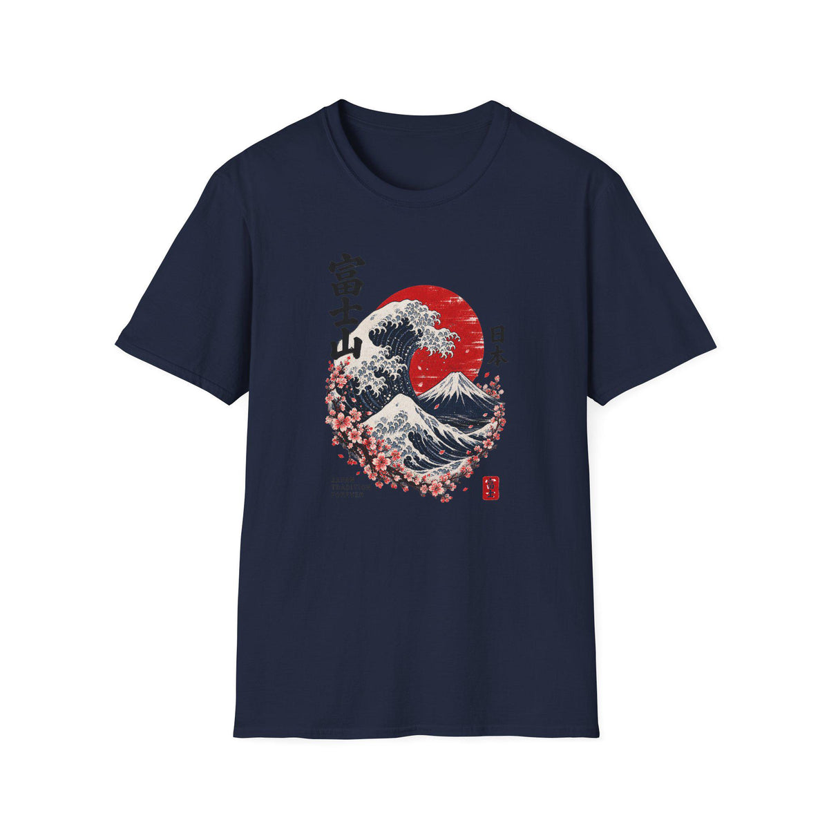 Navy Mount Fuji T-Shirt – Japanische Streetwear Ukiyo-e Print