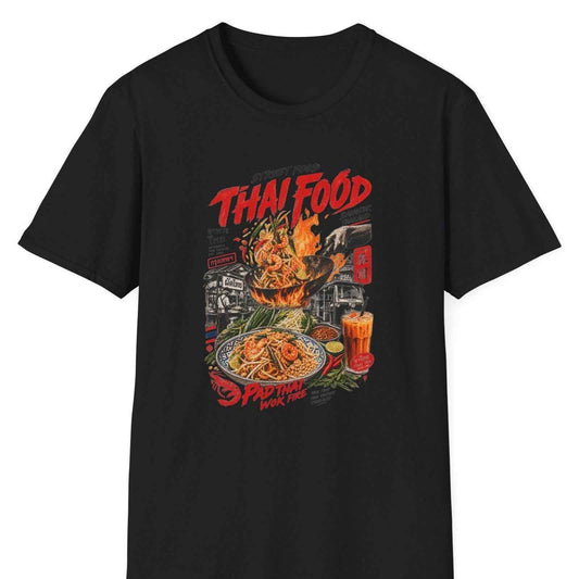 Thai Food T-Shirt – Bangkok Street Food Wok Fire Pad Thai Shirt Herren Damen