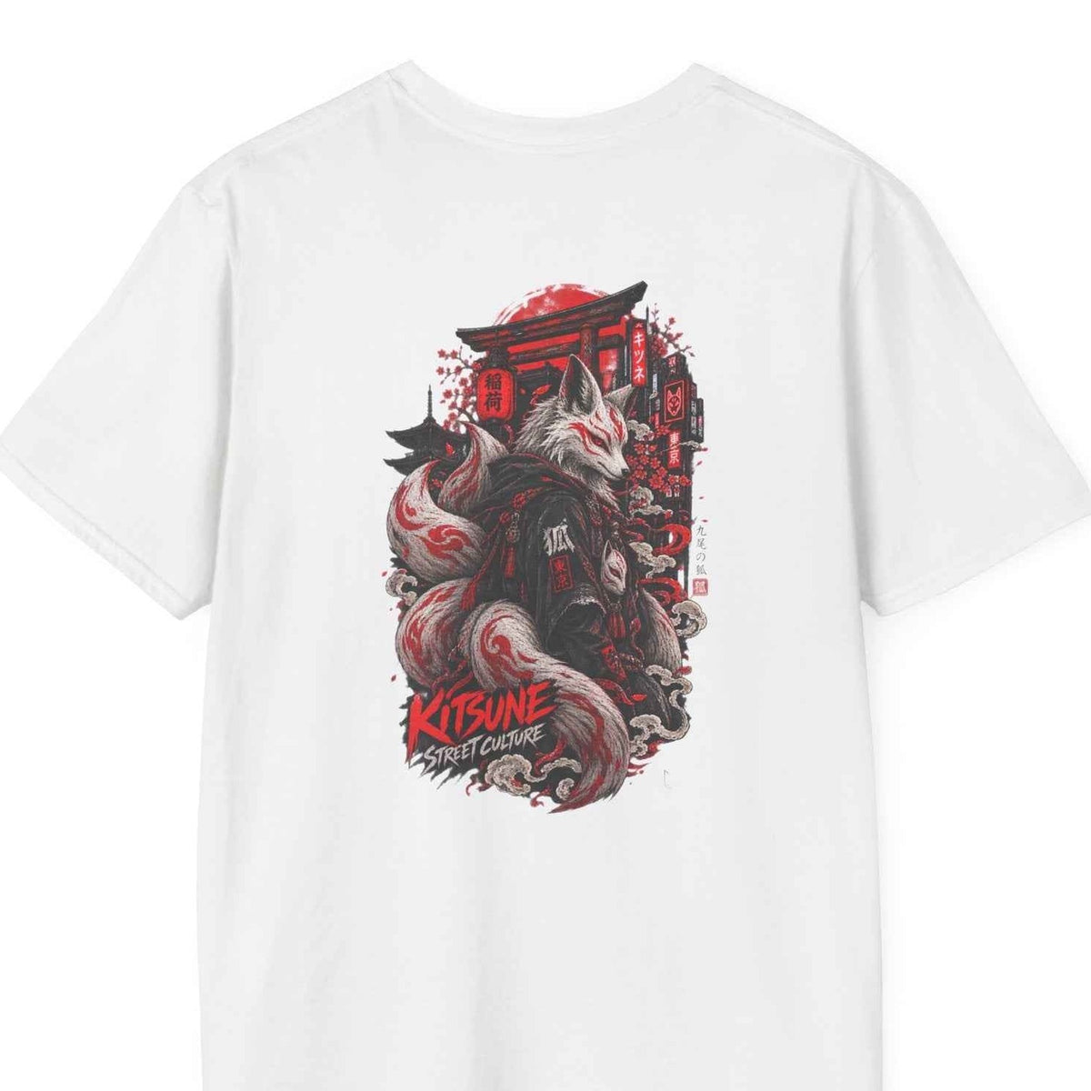 Kitsune Street Culture T-Shirt weiß — Japanese Streetwear Fuchs Vorderansicht