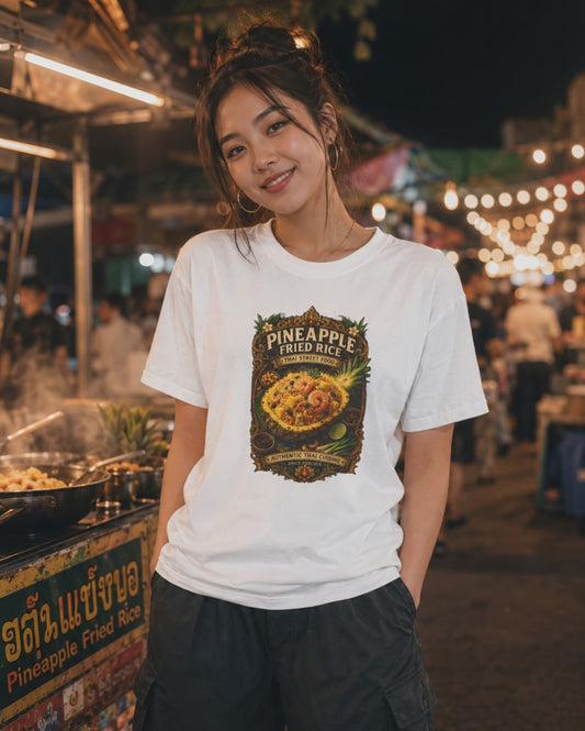 Pineapple Fried Rice T-Shirt — Thai Street Food Grafik Tee Asian Streetwear Herren Damen