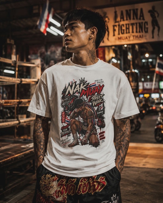 Muay Thai Street Fighter T-Shirt — Nak Muay Streetwear Herren Damen
