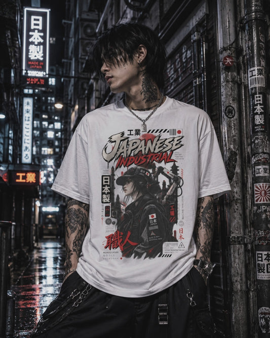 Japanese Industrial T-Shirt — Techwear Streetwear Herren Damen
