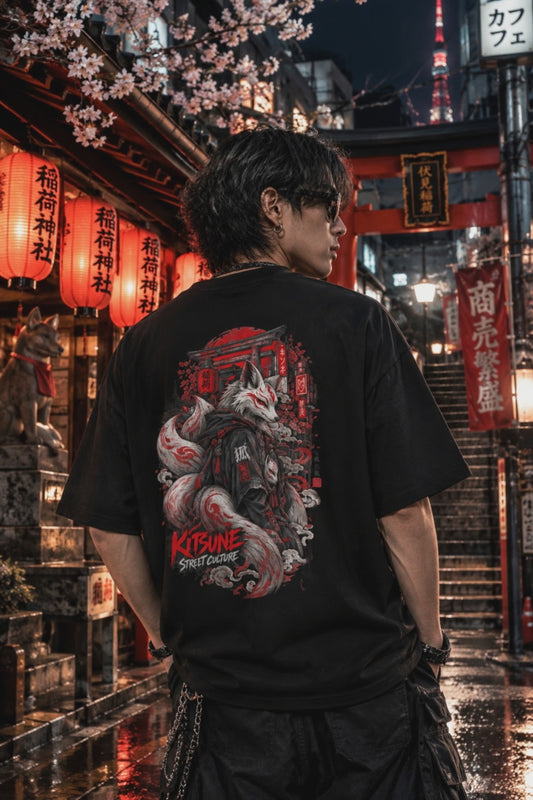 Kitsune Street Culture T-Shirt — Japanese Streetwear Fuchsgeist Herren Damen