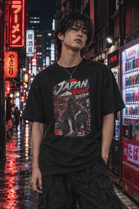 Japan Fight System T-Shirt — Samurai Krieger Japanese Streetwear Herren Damen