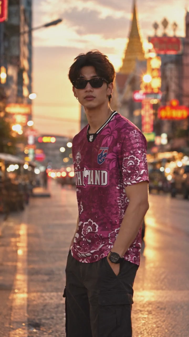 Produktvideo: Thailand Trikot Nr. 99 Bordeaux Blumen in Bangkok