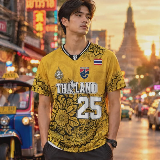 Produktvideo: Thailand Trikot Nr. 25 Gelb Gold in Bangkok