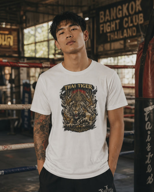 Thai Tiger T-Shirt – Muay Thai & Asian Streetwear mit Tiger-Print Herren Damen
