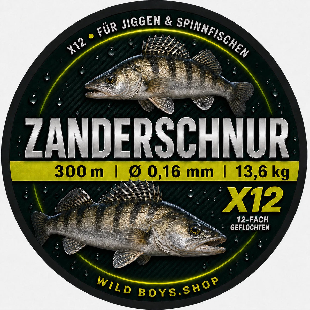 Zanderschnur X12 0,16 mm 13,6 kg 300 m Etikett