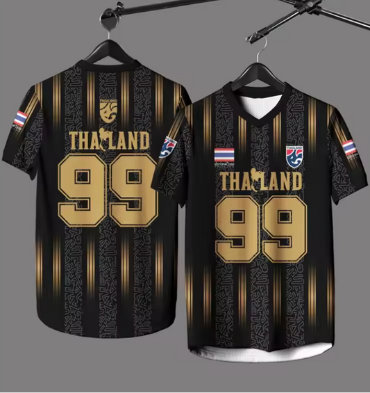 Thailand Trikot Nr. 99 – Schwarz Gold Fußball Jersey Streetwear