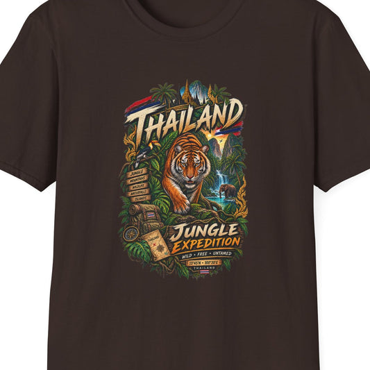 Dark Chocolate Tiger Dschungel T-Shirt Thailand – Design Nahaufnahme