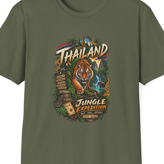 Military Green Tiger Dschungel T-Shirt Thailand – Design Nahaufnahme